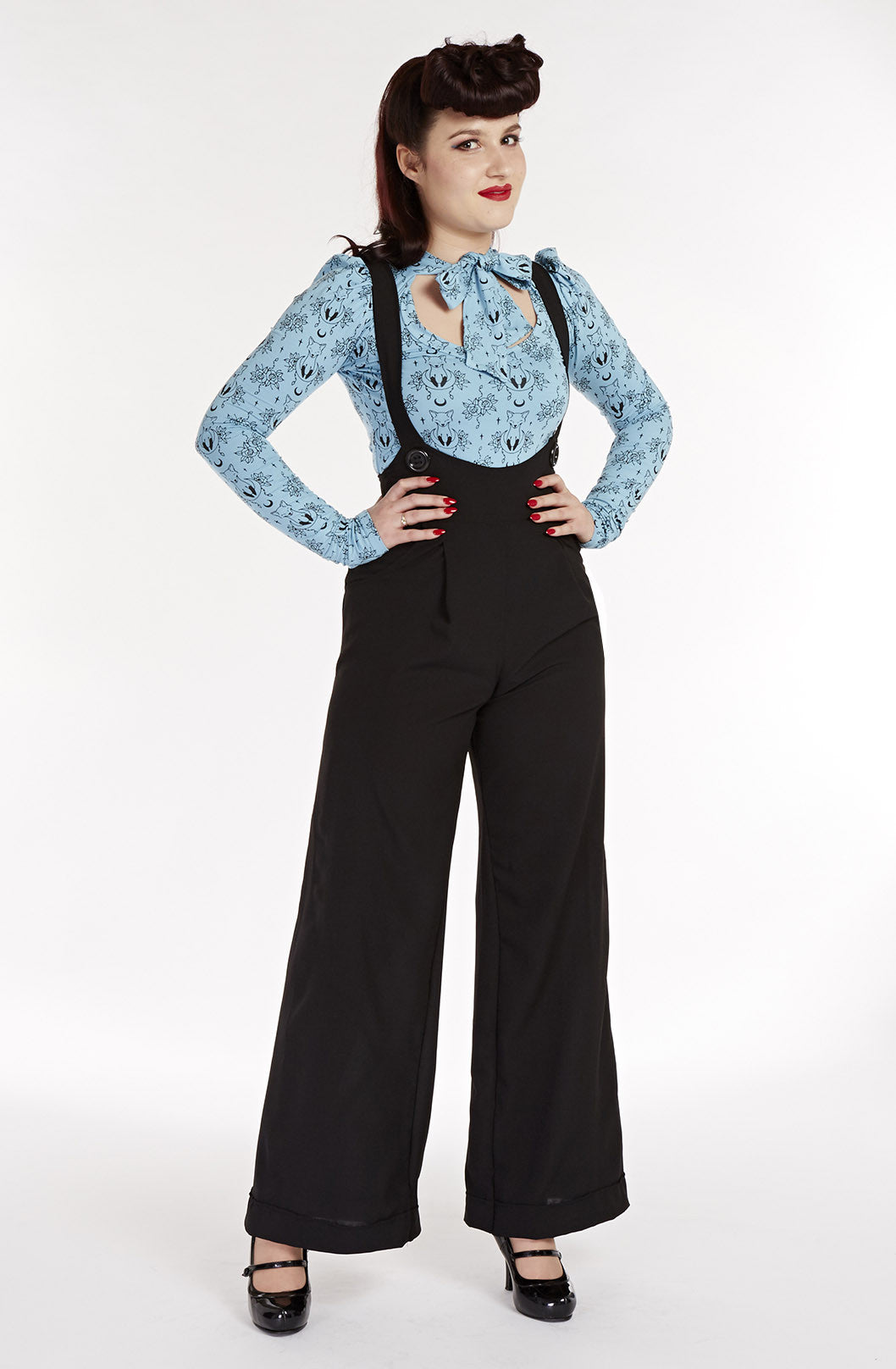 Unique Vintage Plus Size Black Wide Leg Rochelle Suspender Pants, 5X, Size  26 at Amazon Women's Clothing store